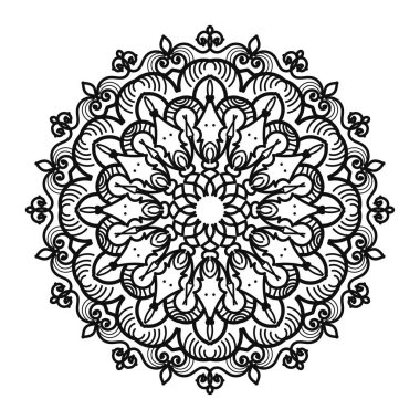 Kına mandala dövmesi dekorasyonu için çiçekli dairesel desen.