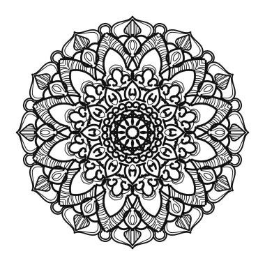 Kına mandala dövmesi dekorasyonu için çiçekli dairesel desen.