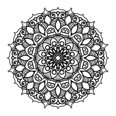 Kına mandala dövmesi dekorasyonu için çiçekli dairesel desen.