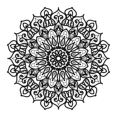 Kına mandala dövmesi dekorasyonu için çiçekli dairesel desen.