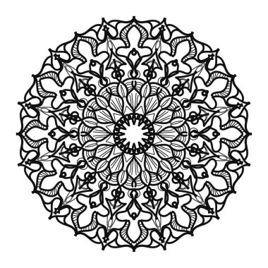 Kına mandala dövmesi dekorasyonu için çiçekli dairesel desen.