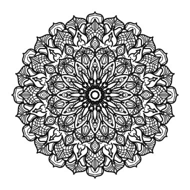 Kına mandala dövmesi dekorasyonu için çiçekli dairesel desen.