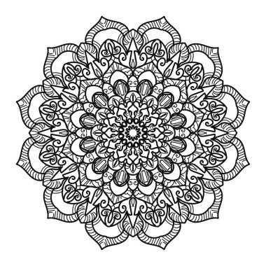 Kına mandala dövmesi dekorasyonu için çiçekli dairesel desen.