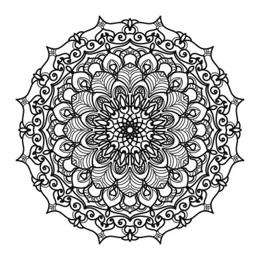 Kına mandala dövmesi dekorasyonu için çiçekli dairesel desen.