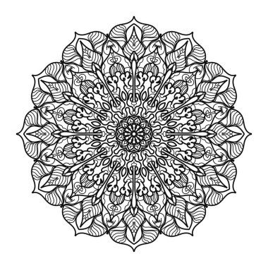 Kına mandala dövmesi dekorasyonu için çiçekli dairesel desen.