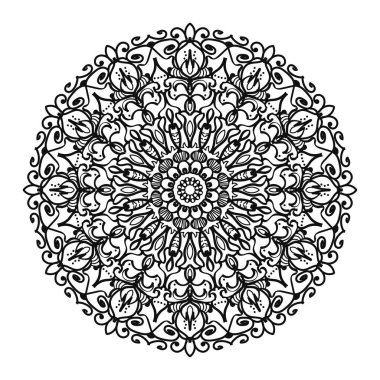 Kına mandala dövmesi dekorasyonu için çiçekli dairesel desen.