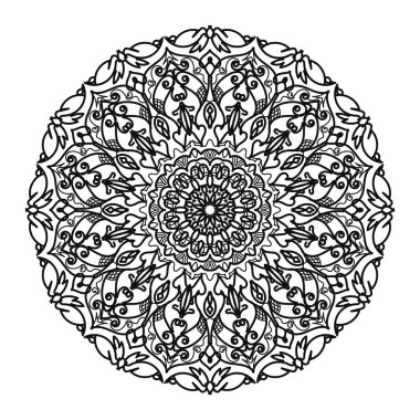 Kına mandala dövmesi dekorasyonu için çiçekli dairesel desen.