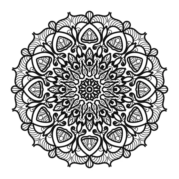 Patrón Circular Forma Mandala Con Flor Para Decoración Del Tatuaje — Vector de stock