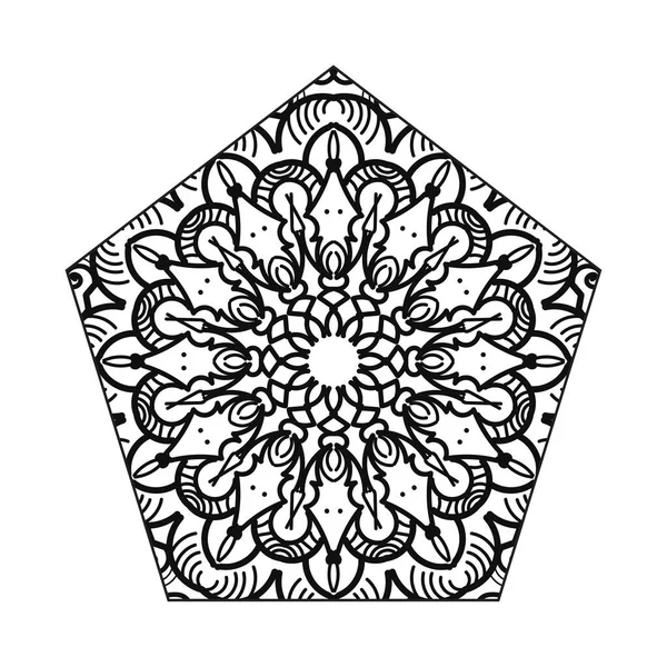 Adorno Indio Tarjeta Blanca Negra Con Mandala — Vector de stock