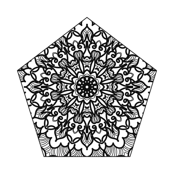Indian Ornament Black White Card Mandala — Stock Vector