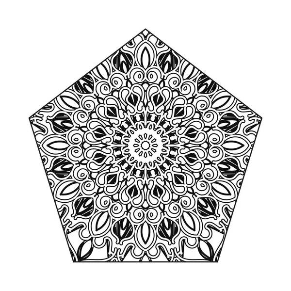 Indian Ornament Black White Card Mandala — Stock Vector