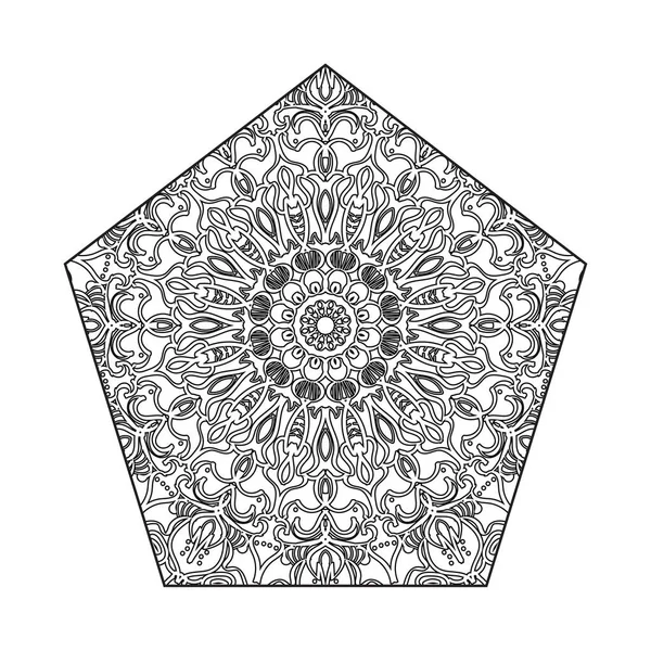Indisches Ornament Schwarze Weiße Karte Mit Mandala — Stockvektor