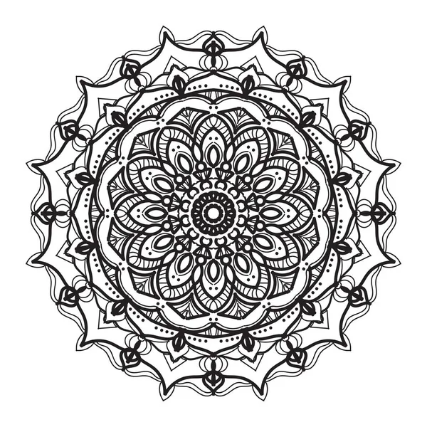 Ornamento Indiano Cartão Branco Preto Com Mandala —  Vetores de Stock