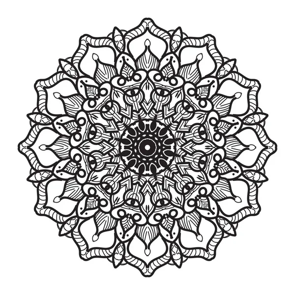 Indisches Ornament Schwarze Weiße Karte Mit Mandala — Stockvektor