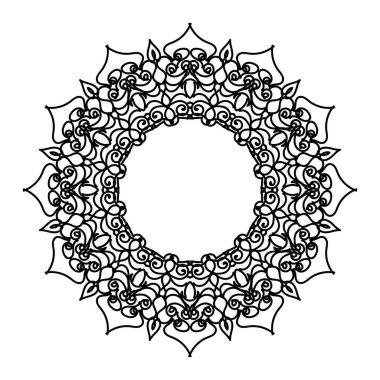 Süslü çember deseni. Mandala 'yı çek. Klasik Dekoratif Elementler. Vektör çizimi. Kırmızı sarı mavi gradyan. Kitap tebrik kartı davetiyesi dövmesi için. Stres Önleyici Terapi Kalıbı