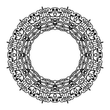 Süslü çember deseni. Mandala 'yı çek. Klasik Dekoratif Elementler. Vektör çizimi. Kırmızı sarı mavi gradyan. Kitap tebrik kartı davetiyesi dövmesi için. Stres Önleyici Terapi Kalıbı