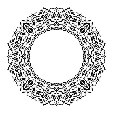 Süslü çember deseni. Mandala 'yı çek. Klasik Dekoratif Elementler. Vektör çizimi. Kırmızı sarı mavi gradyan. Kitap tebrik kartı davetiyesi dövmesi için. Stres Önleyici Terapi Kalıbı