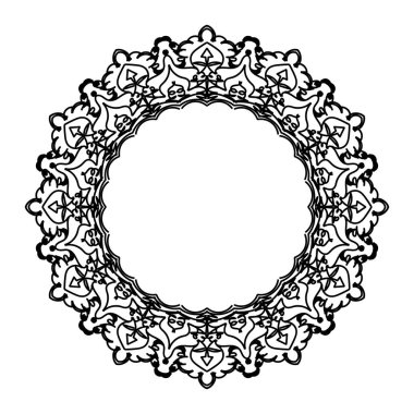 Süslü çember deseni. Mandala 'yı çek. Klasik Dekoratif Elementler. Vektör çizimi. Kırmızı sarı mavi gradyan. Kitap tebrik kartı davetiyesi dövmesi için. Stres Önleyici Terapi Kalıbı