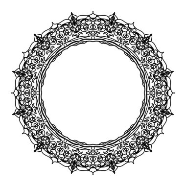 Süslü çember deseni. Mandala 'yı çek. Klasik Dekoratif Elementler. Vektör çizimi. Kırmızı sarı mavi gradyan. Kitap tebrik kartı davetiyesi dövmesi için. Stres Önleyici Terapi Kalıbı