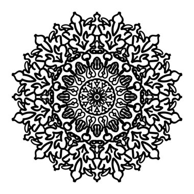 Süslü çember deseni. Mandala 'yı çek. Klasik Dekoratif Elementler. Vektör çizimi. Kırmızı sarı mavi gradyan. Kitap tebrik kartı davetiyesi dövmesi için. Stres Önleyici Terapi Kalıbı