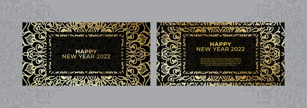 Feliz Ano Novo Banner Modelo Cartão Com Mandala —  Vetores de Stock