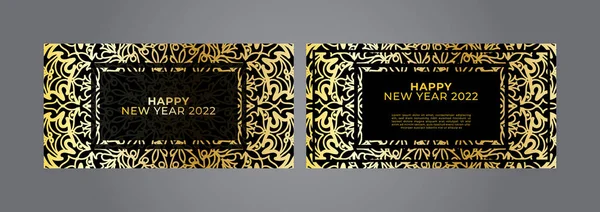 Feliz Ano Novo Banner Modelo Cartão Com Mandala Luxo —  Vetores de Stock
