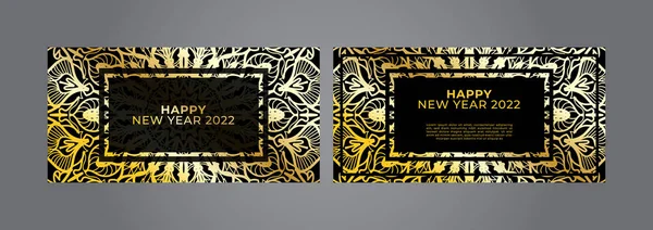 Feliz Ano Novo Banner Modelo Cartão Com Mandala Luxo —  Vetores de Stock