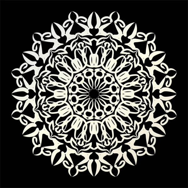 Ilustración Vectorial Mandala Diseño Blanco Negro — Vector de stock