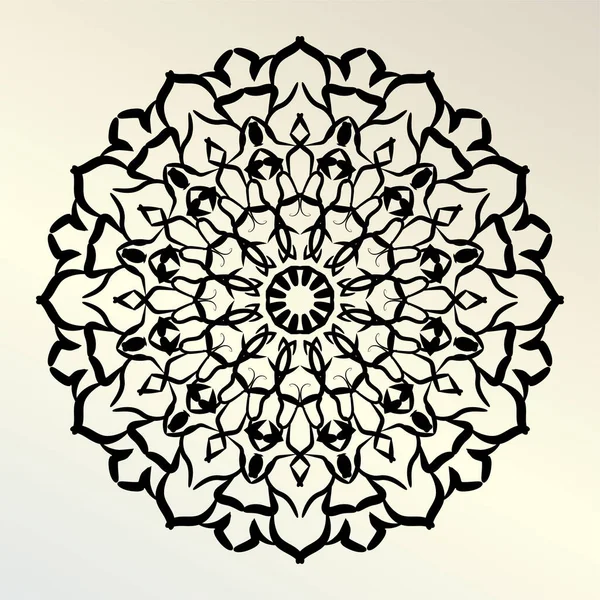 Ilustración Vectorial Mandala Diseño Blanco Negro — Archivo Imágenes Vectoriales