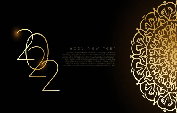 Šťastný Nový Rok Banner Nebo Karta Šablony Luxusní Mandala — Stockový vektor