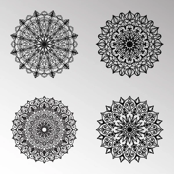 Colecciones Patrón Circular Forma Mandala Para Henna Mehndi Tatuajes Decoraciones — Vector de stock