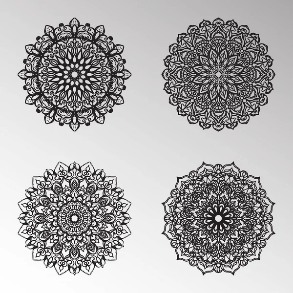Kolekce Kruhový Vzor Formě Mandaly Pro Hennu Mehndi Tetování Dekorace — Stockový vektor