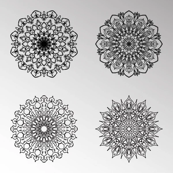 Colecciones Patrón Circular Forma Mandala Para Henna Mehndi Tatuajes Decoraciones — Vector de stock