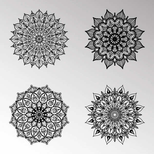 Colecciones Patrón Circular Forma Mandala Para Henna Mehndi Tatuajes Decoraciones — Vector de stock