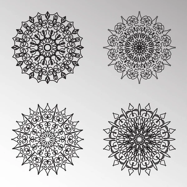 Colecciones Patrón Circular Forma Mandala Para Henna Mehndi Tatuajes Decoraciones — Vector de stock