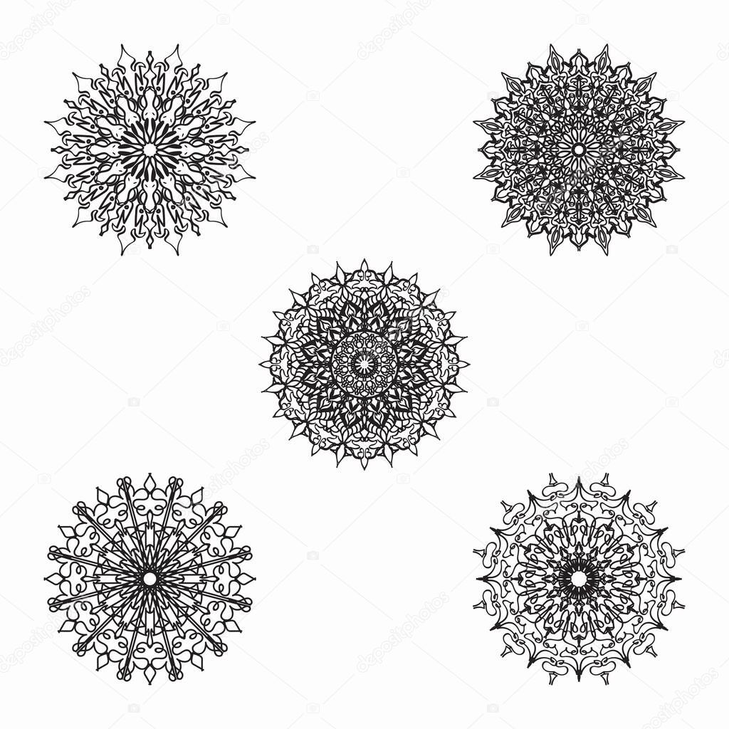 Collections Circular pattern in the form of a mandala for Henna, Mehndi, tattoos, decorations. Decorative decoration in ethnic oriental style. Coloring book page.