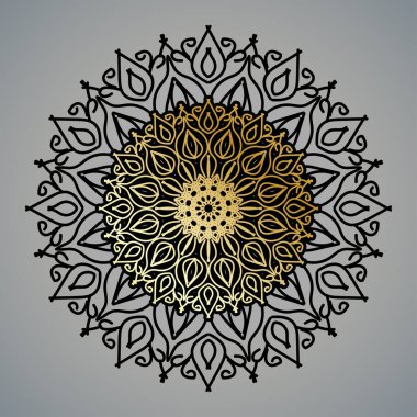 Lüks Dekoratif İslami Batik Mandala Tebrik Kartı Arkaplanı Doğu Biçimli Eşsiz Desen Tasarımı.