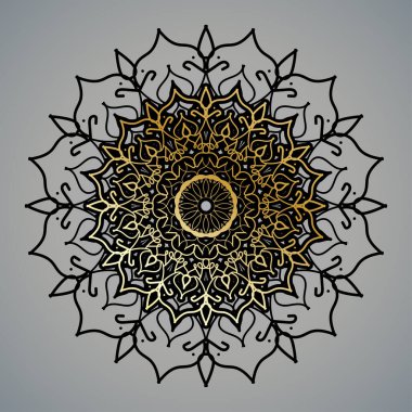 Lüks Dekoratif İslami Batik Mandala Tebrik Kartı Arkaplanı Doğu Biçimli Eşsiz Desen Tasarımı.