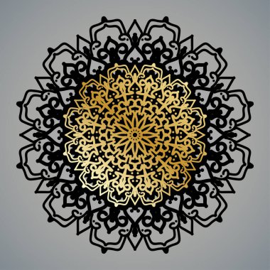 Lüks Dekoratif İslami Batik Mandala Tebrik Kartı Arkaplanı Doğu Biçimli Eşsiz Desen Tasarımı.