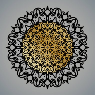 Lüks Dekoratif İslami Batik Mandala Tebrik Kartı Arkaplanı Doğu Biçimli Eşsiz Desen Tasarımı.