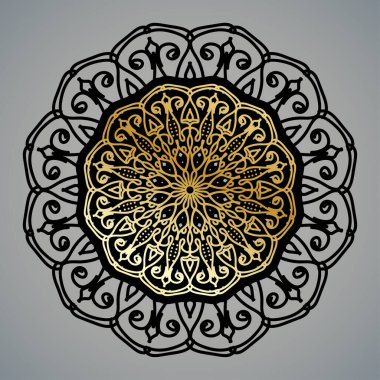 Lüks Dekoratif İslami Batik Mandala Tebrik Kartı Arkaplanı Doğu Biçimli Eşsiz Desen Tasarımı.