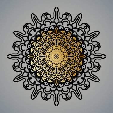 Lüks Dekoratif İslami Batik Mandala Tebrik Kartı Arkaplanı Doğu Biçimli Eşsiz Desen Tasarımı.