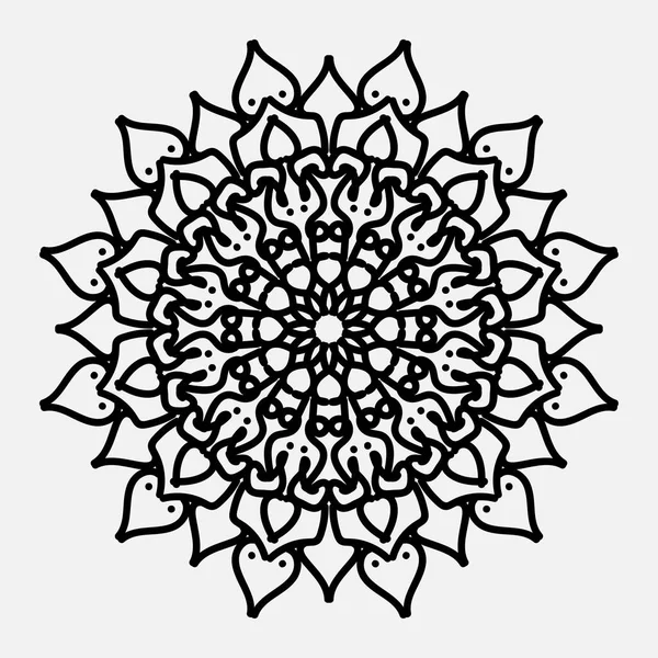 花のシャップに手描きのインド曼荼羅 — ストックベクタ