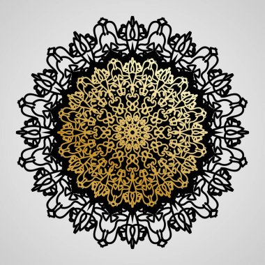 Vektör yuvarlak soyut çember. Lüks Mandala tarzı