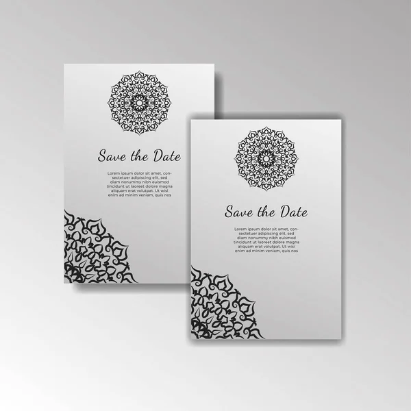 Cartes Invitations Serties Ornement Mandala Ethnique Tribal Motif Géométrique Floral — Image vectorielle