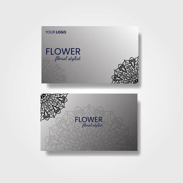 Business Card Vintage Decoratieve Elementen Decoratieve Bloemen Visitekaartjes Oosterse Patroon — Stockvector