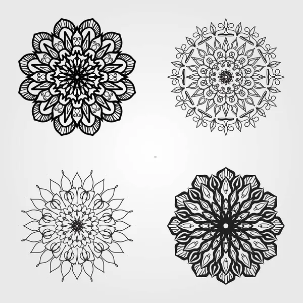 Collections Circular Pattern Form Mandala Henna Mehndi Tattoos Decorations Décoration — Image vectorielle