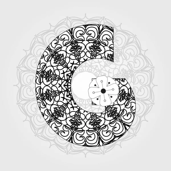 Brief Mit Mandala Blume Dekorative Ornamente Ethnischen Orientalischen Stil Malbuchseite — Stockvektor