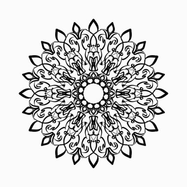 Kına mandala dövmesi dekorasyonu için çiçekli dairesel desen.