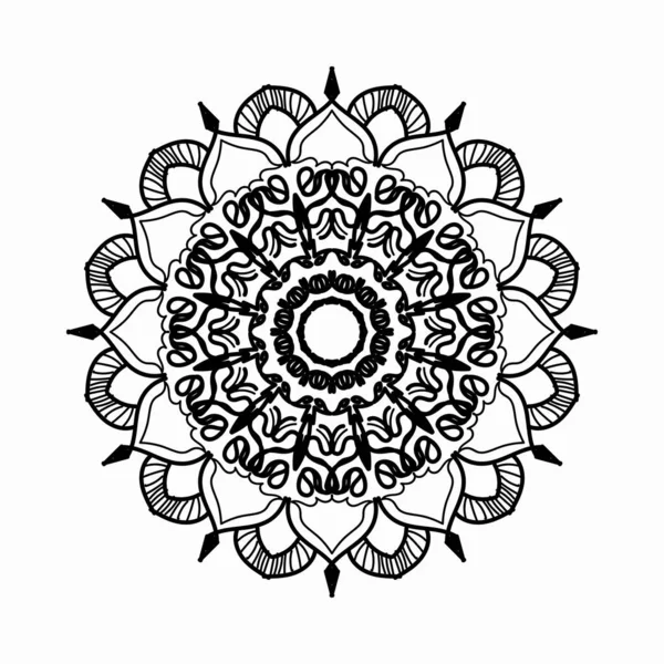 Mandala Indiano Disegnato Mano Forma Floreale — Vettoriale Stock